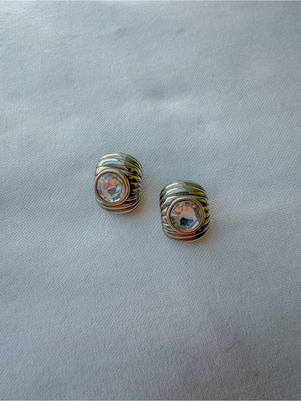 Vintage Silver & Crystal Clip-on Earrings
